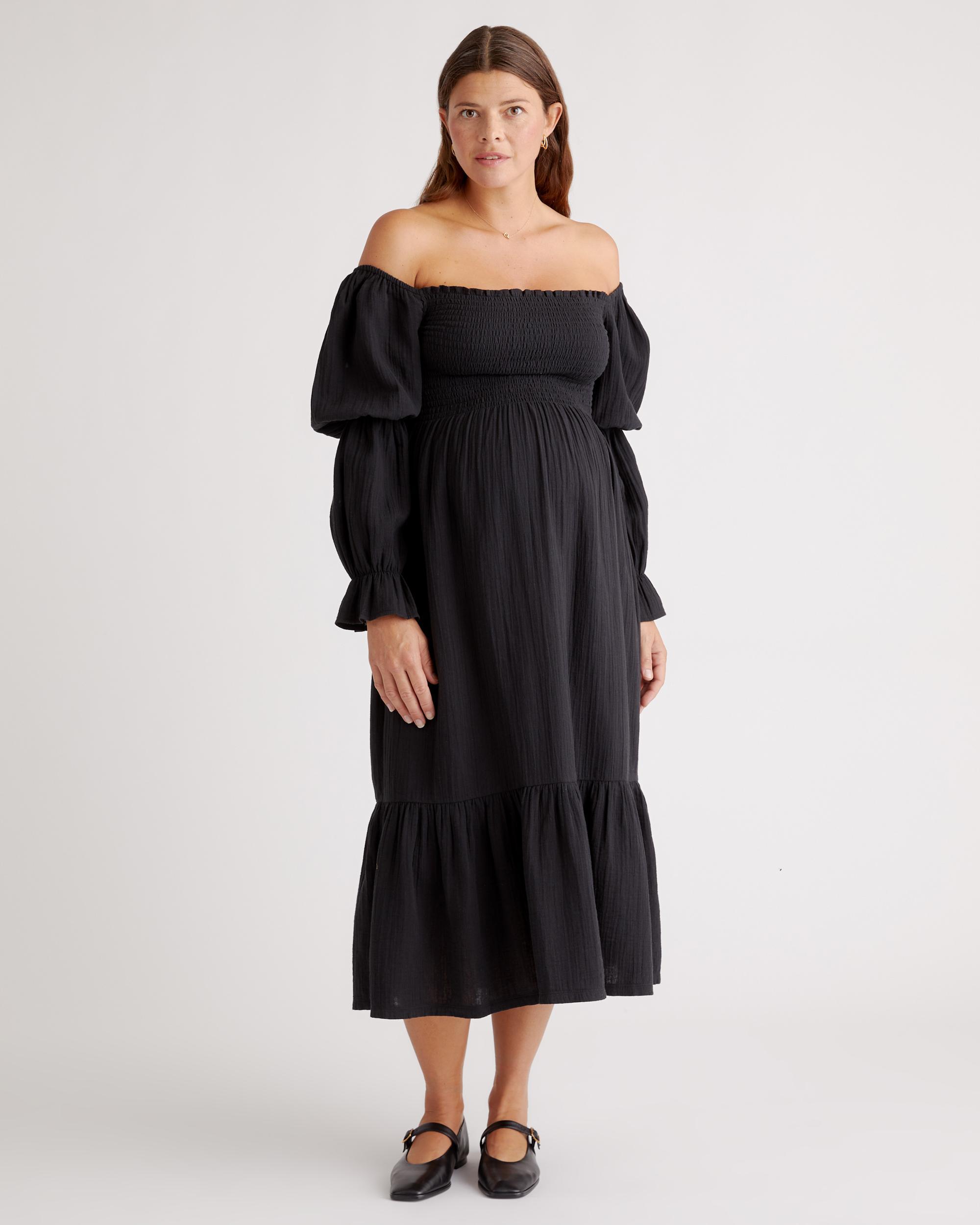 Quince | Women's Gauze Maternity Smocked Midi Dress Size XS, Organic Cotton Product Image
