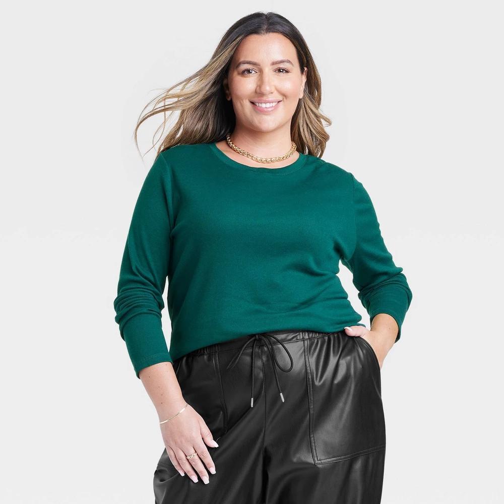 Womens Slim Fit Long Sleeve Ribbed T-Shirt - A New Day XXL Product Image