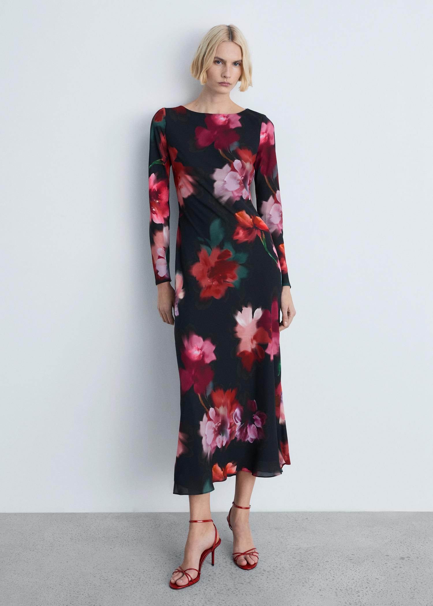 Floral-print midi-dress - Women | MANGO USA Product Image