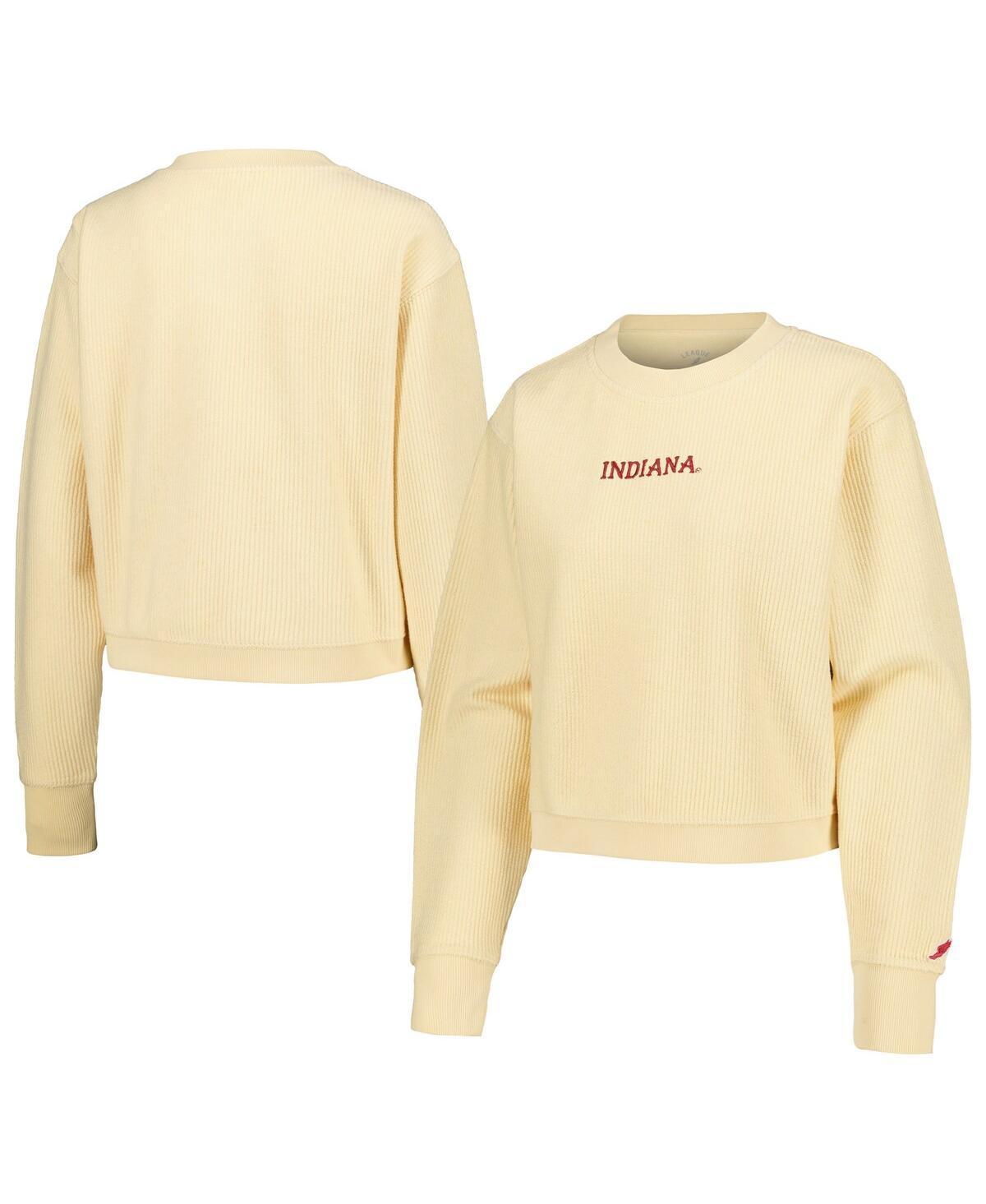 Women's League Collegiate Wear Cream Indiana Hoosiers Timber Cropped Pullover Sweatshirt, Size: Small, Beige Product Image