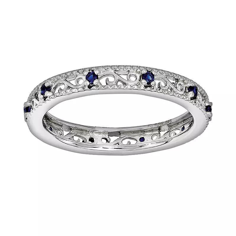 Stacks & Stones Sterling Silver Lab-Created Sapphire Stack Ring, Women's, Size: 7, Blue Product Image
