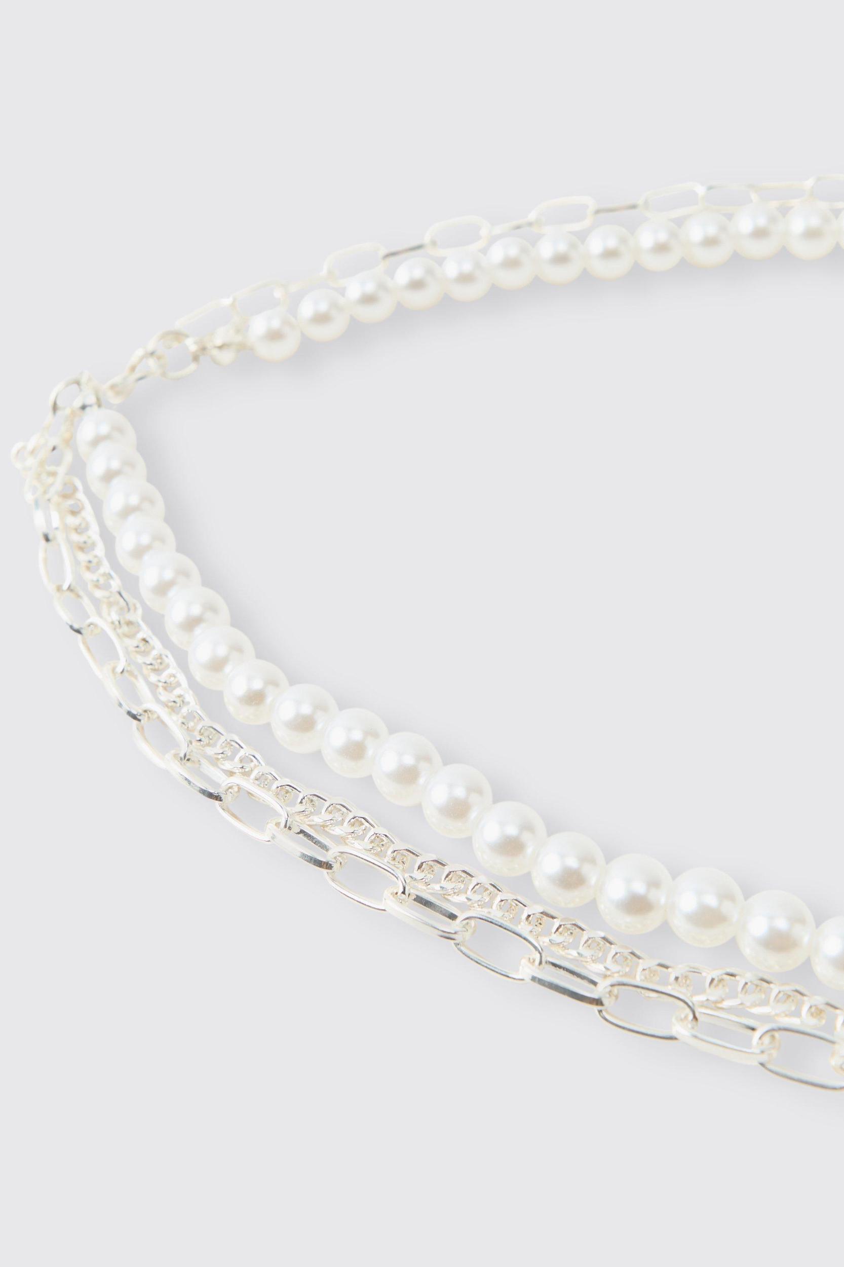 Layered Detailed Cross Necklace | boohooMAN USA Product Image