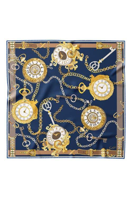Elizabetta Like Clockwork - Silk Pocket Square for Men in Navy at Nordstrom Product Image