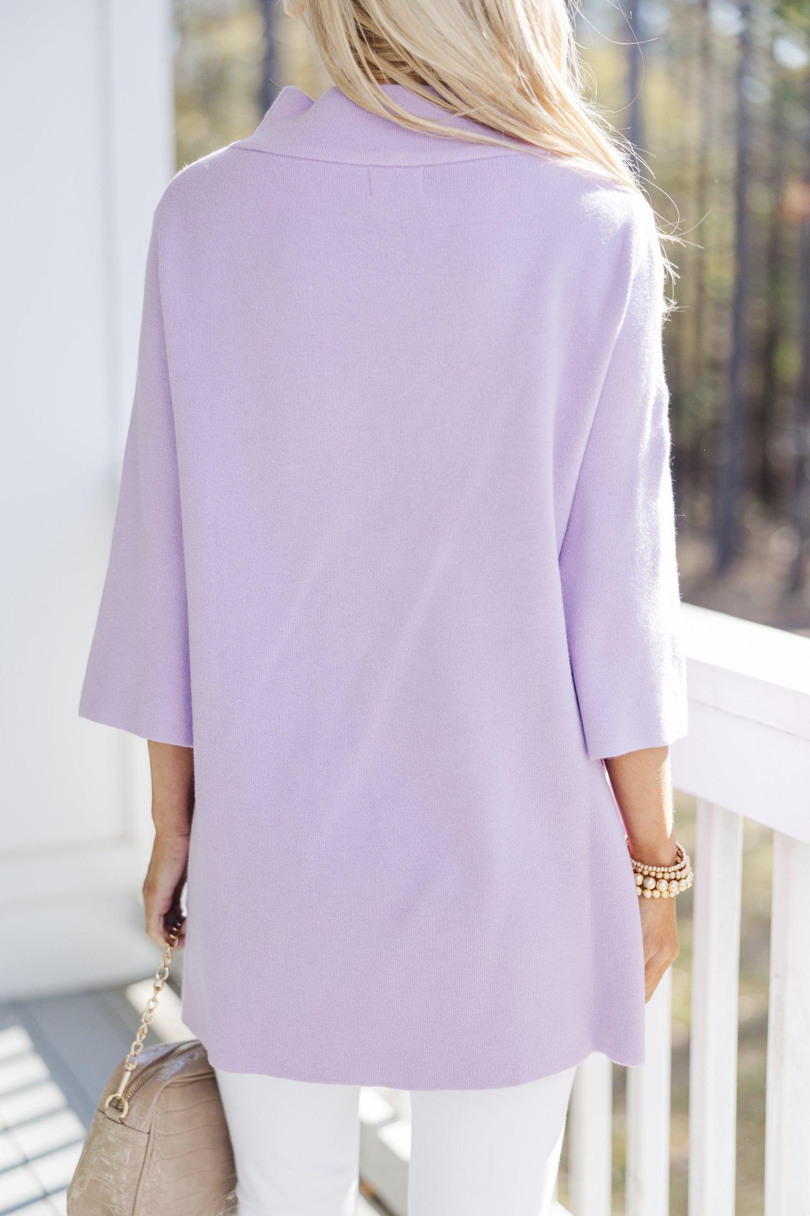 With Ease Lavender Purple Mock Neck Sweater Tunic Female Product Image