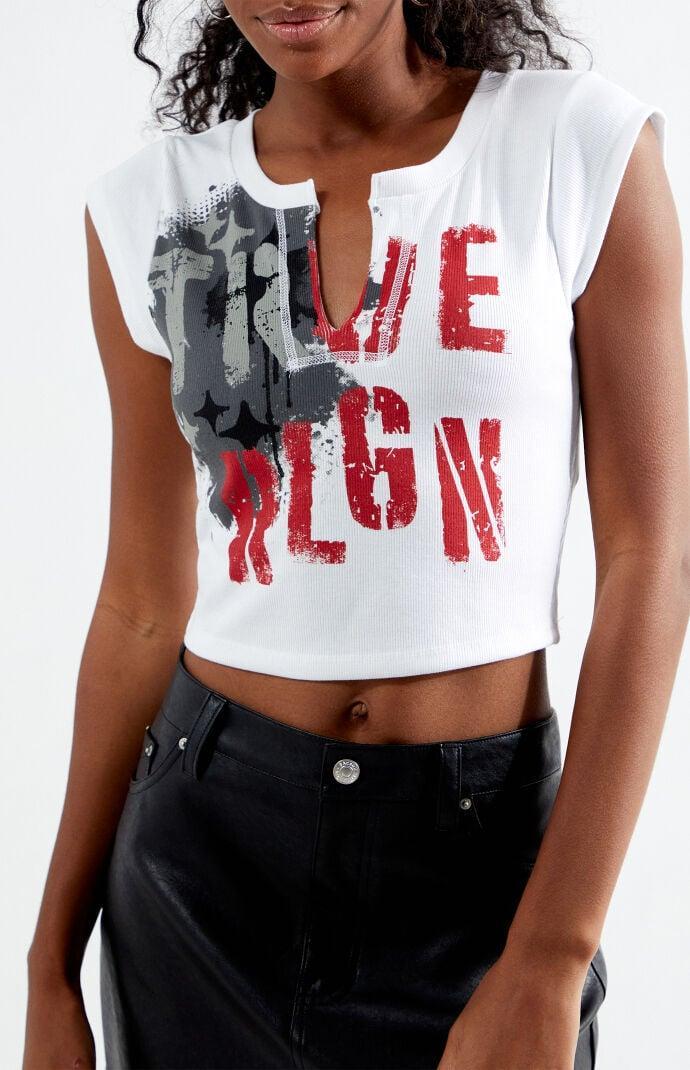 True Religion Women's Notched Neck Ribbed Top Product Image