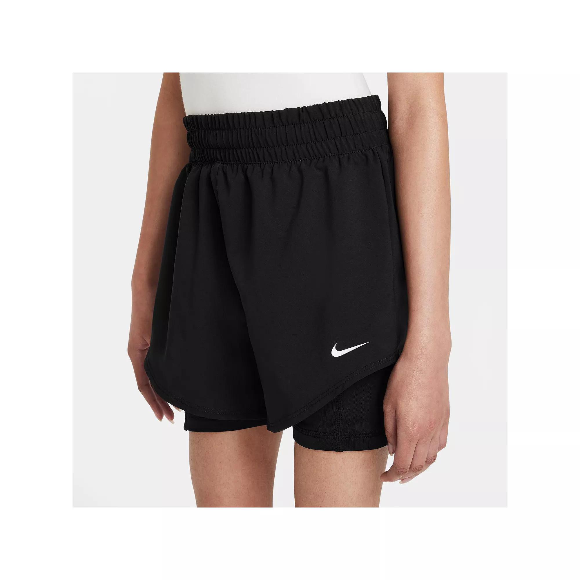 Girls 8-20 Nike One Dri-FIT 2-in-1 Shorts, Girl's, Size: Small, Black Product Image