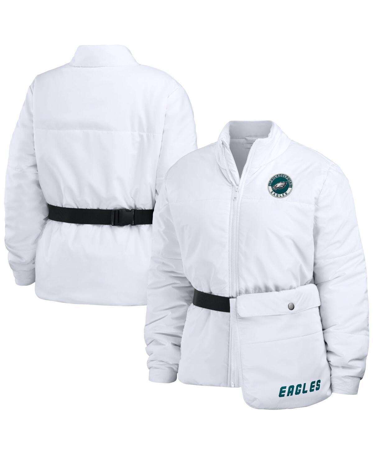Women's WEAR by Erin Andrews  White New York Jets Packaway Full-Zip Puffer Jacket, Size: 2XL Product Image