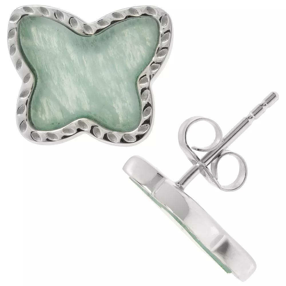 Gemistry Sterling Silver Amazonite Butterfly Stud Earrings, Women's Product Image