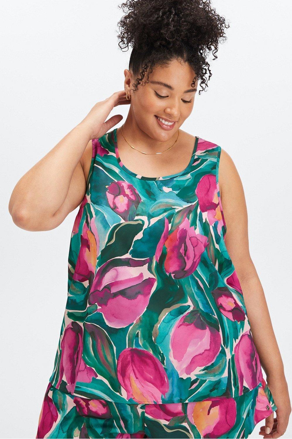 Fabletics Sleep Tank Womens Painted Tulips Size M Product Image