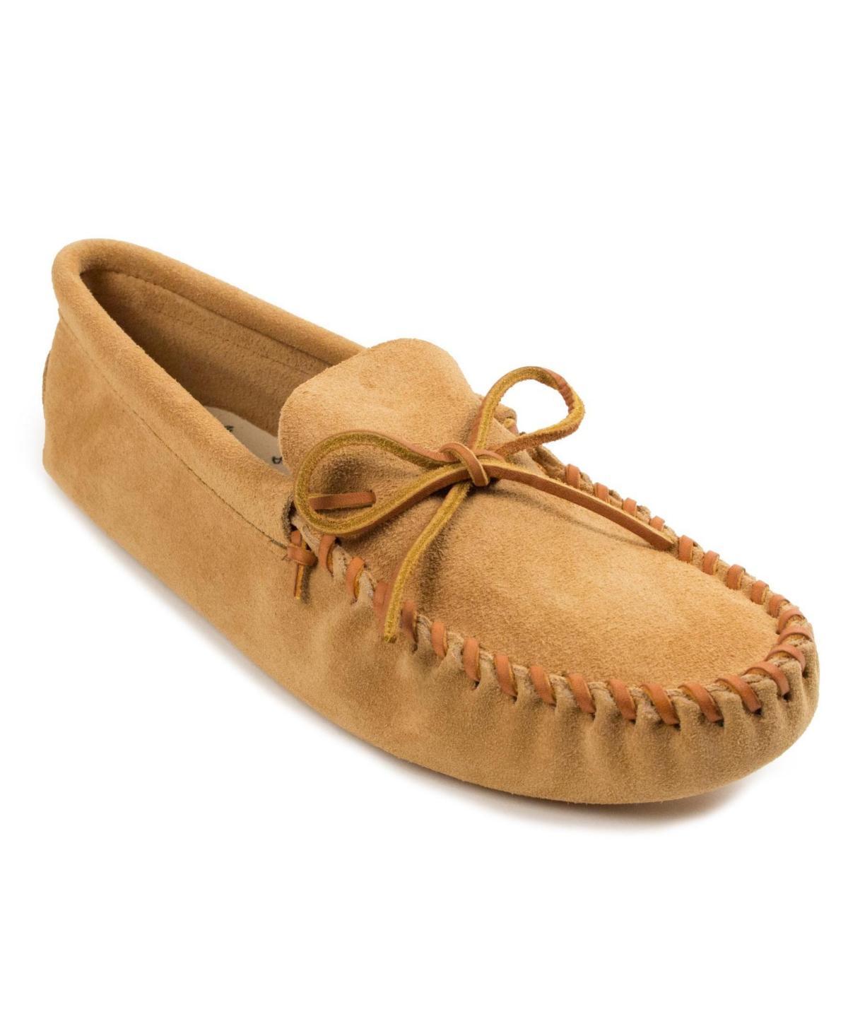 Minnetonka Mens Leather Laced Softsole Slippers Product Image