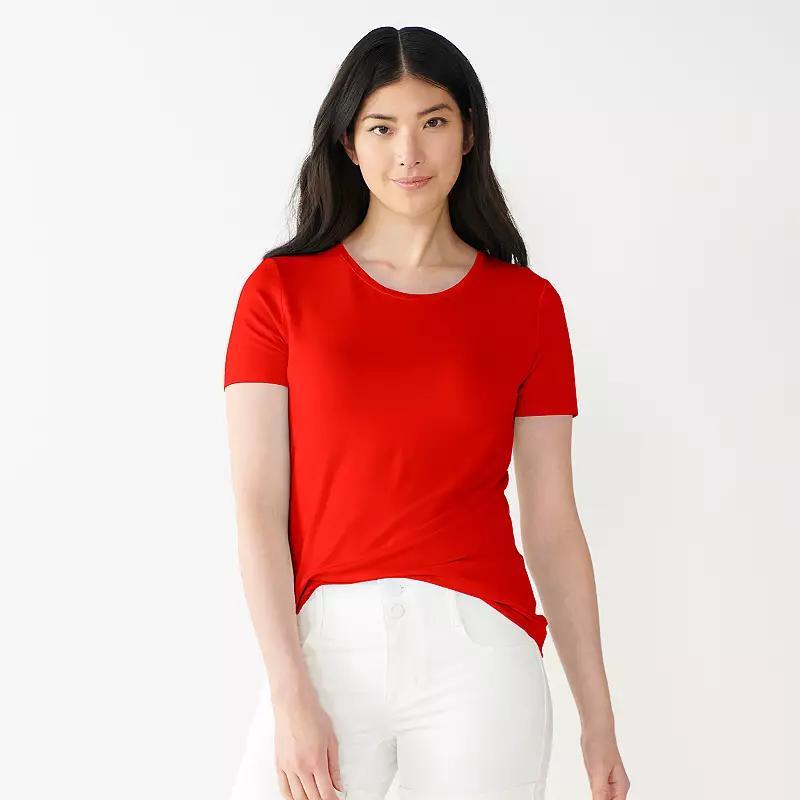 Women's Nine West Essential Crewneck Tee, Size: XL, Nikita Purple Product Image