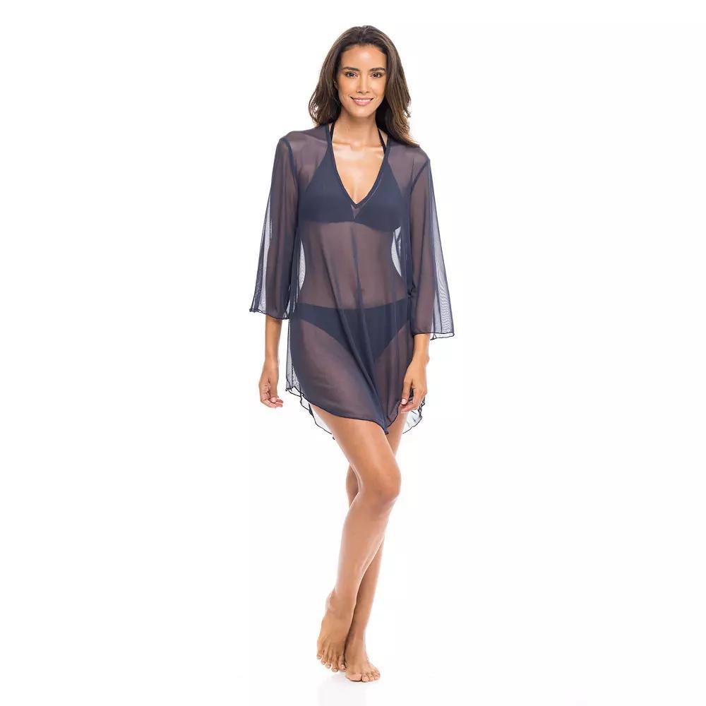 Women's Jordan Taylor Power Mesh Bell-Sleeve Swim Cover-Up Tunic, Size: Small, Blue Product Image