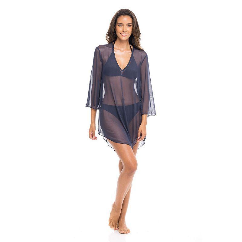 Women's Jordan Taylor Power Mesh Bell-Sleeve Swim Cover-Up Tunic, Size: Small, Blue Product Image