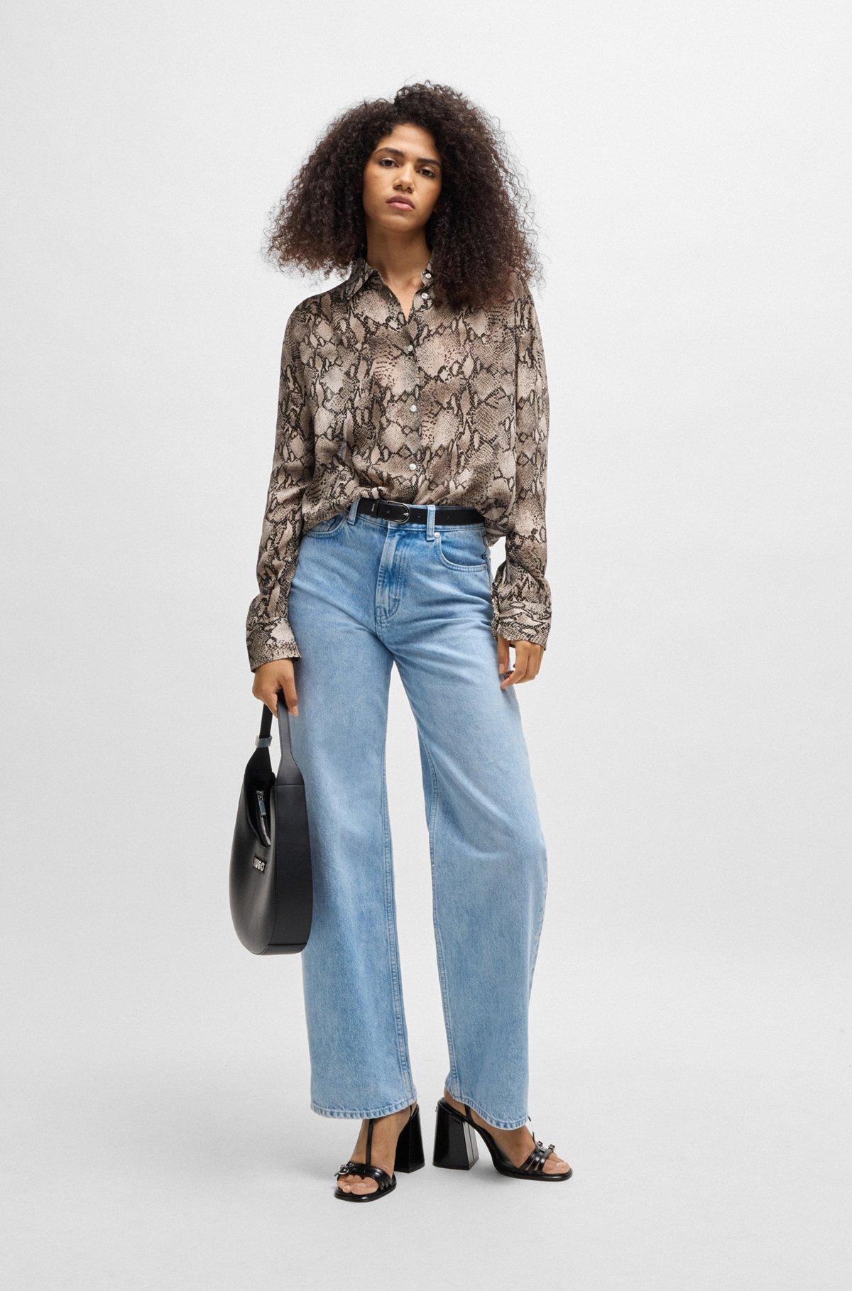 Oversize-fit blouse in python-print crepe de Chine Product Image