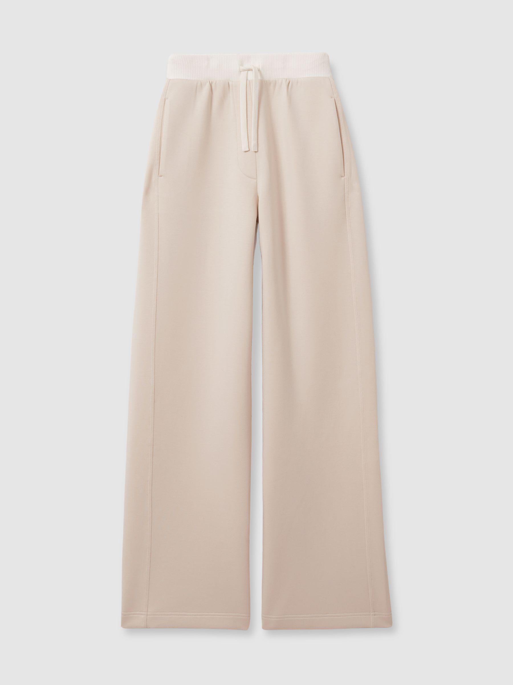 Interlock Wide-Leg Drawstring Joggers in Stone Product Image