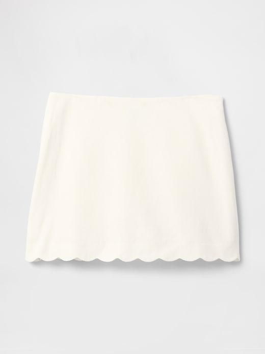 Linen-Blend Scalloped Mini Skort Product Image