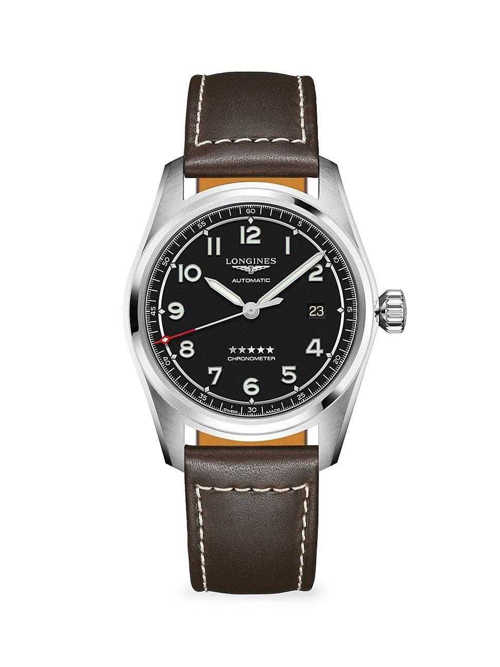 Longines Mens Spirit Collection Automatic Brown Leather Strap Watch Product Image