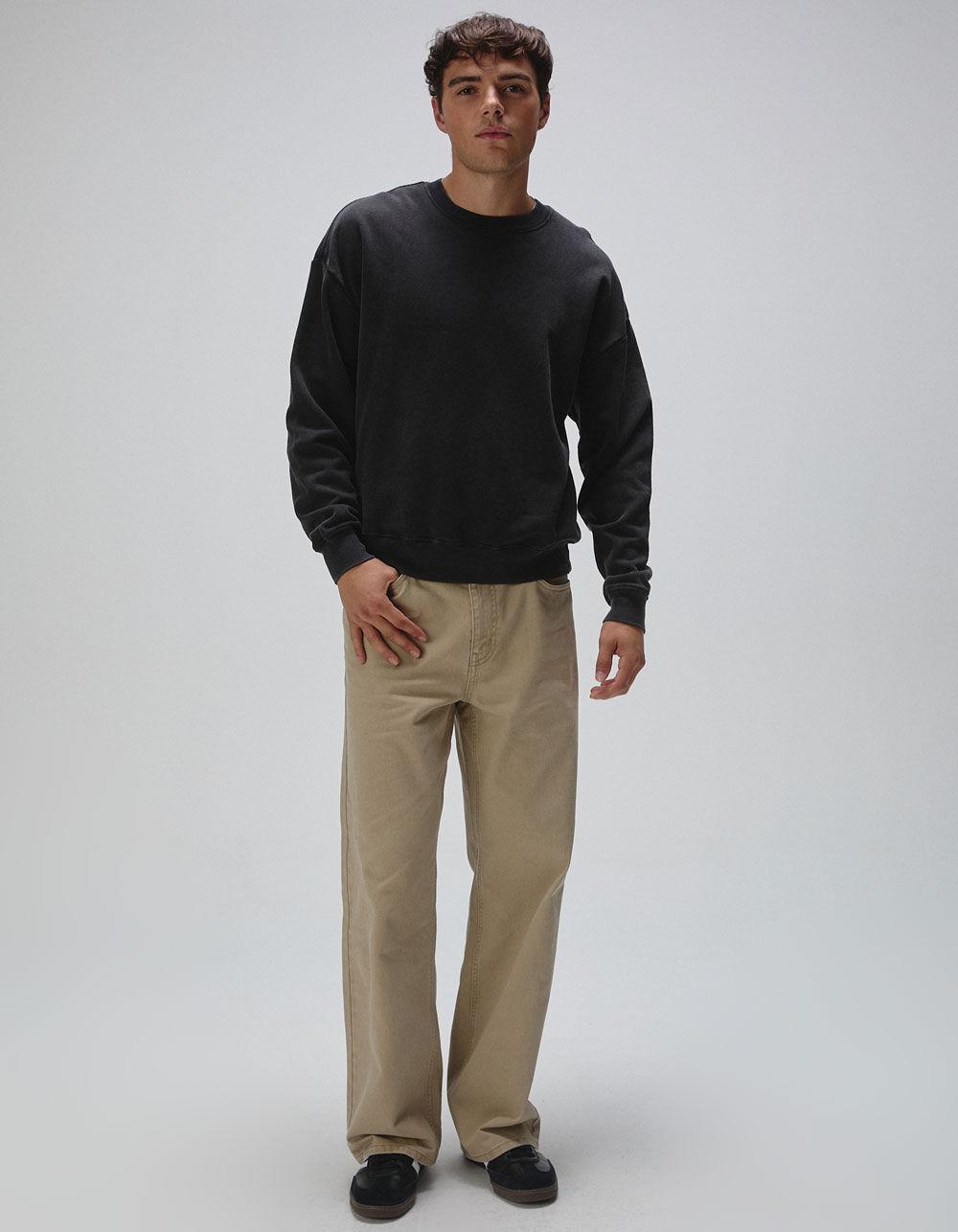 RSQ Mens Washed Oversized Crewneck Sweatshirt - TAUPE Product Image