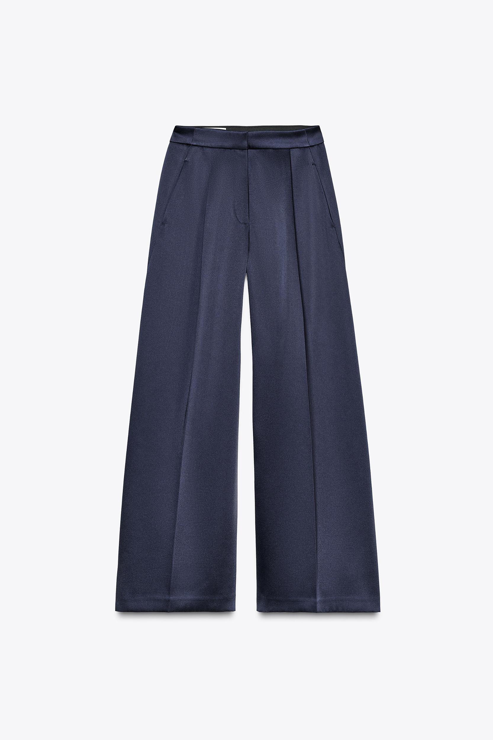 SATIN EFFECT WIDE LEG PANTS Product Image