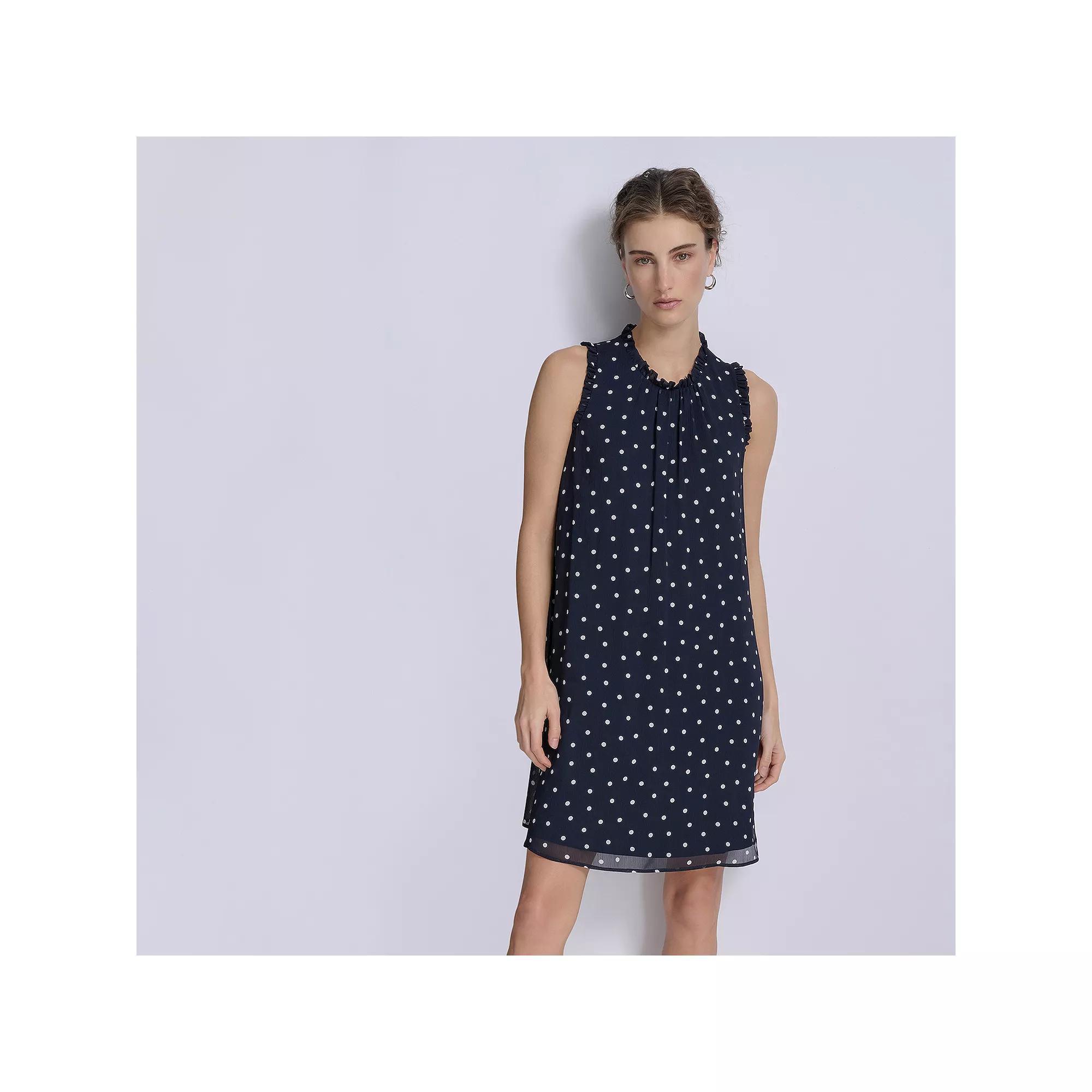 Women's Harper Rose Sleeveless Ruffle Shift Mini Dress, Size: 10, Blue Dot Product Image