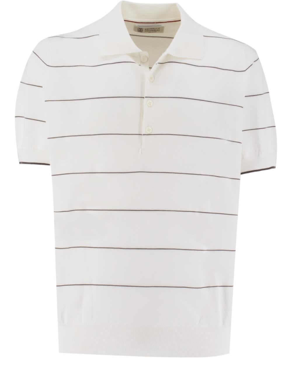 BRUNELLO CUCINELLI Classic Cotton Polo Shirt In 2723+2421 Product Image