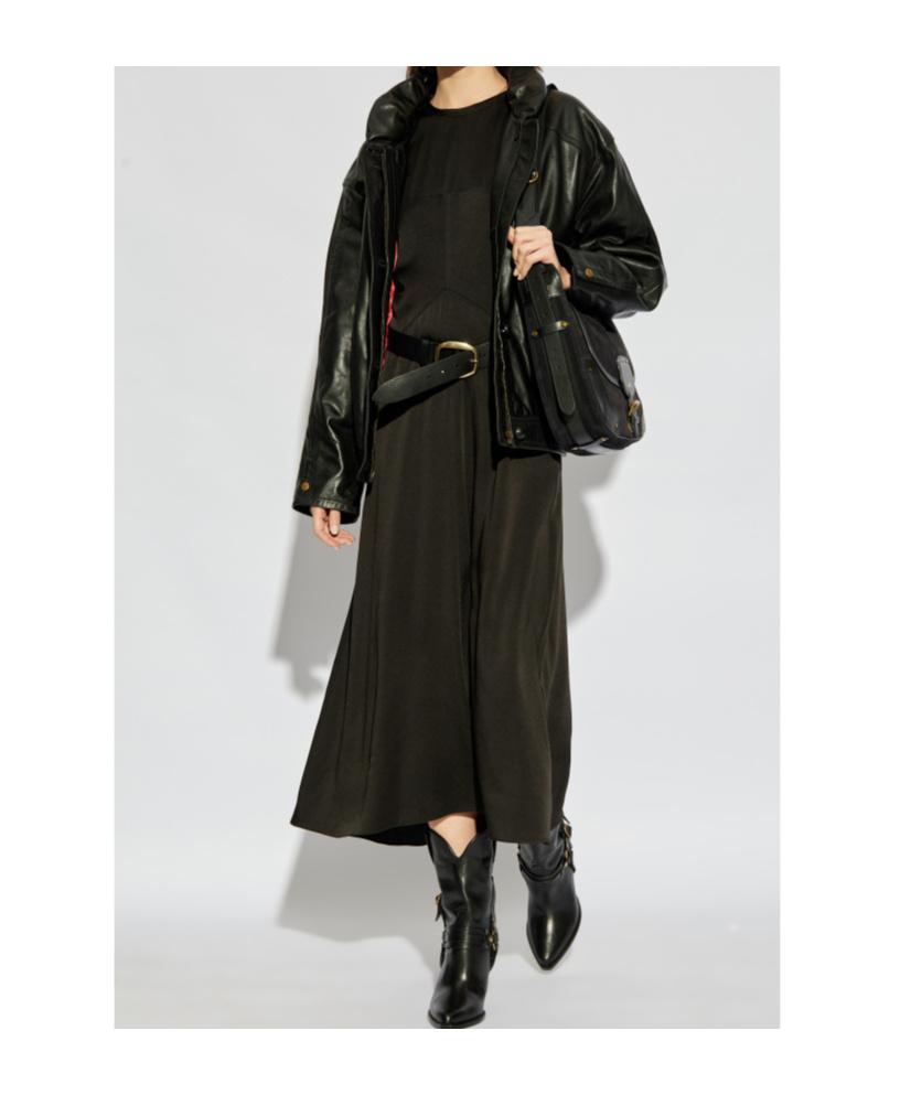 ISABEL MARANT Maxi Dress With Draped Sleeves And Fitted Waistline In Black Product Image