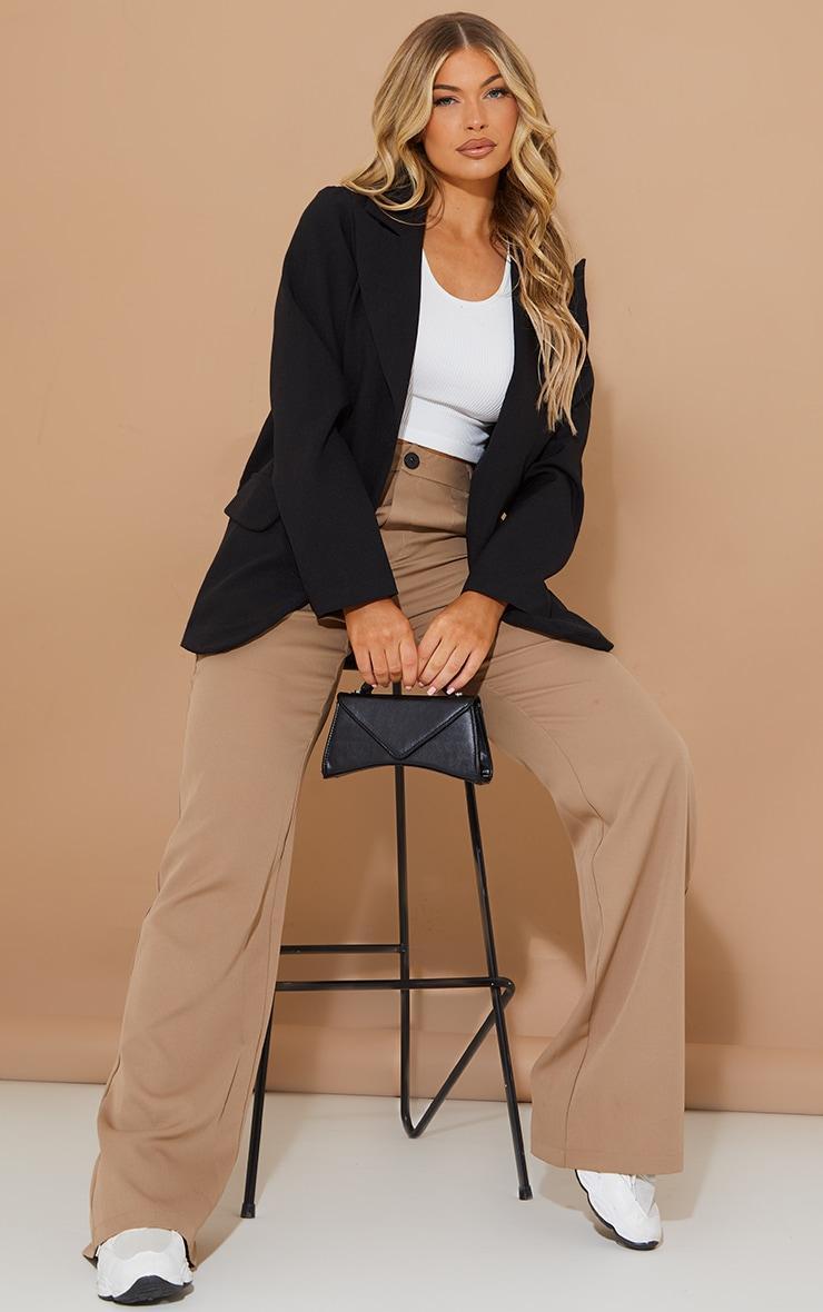 Black Basic Single Breasted Defined Lapel Blazer Product Image