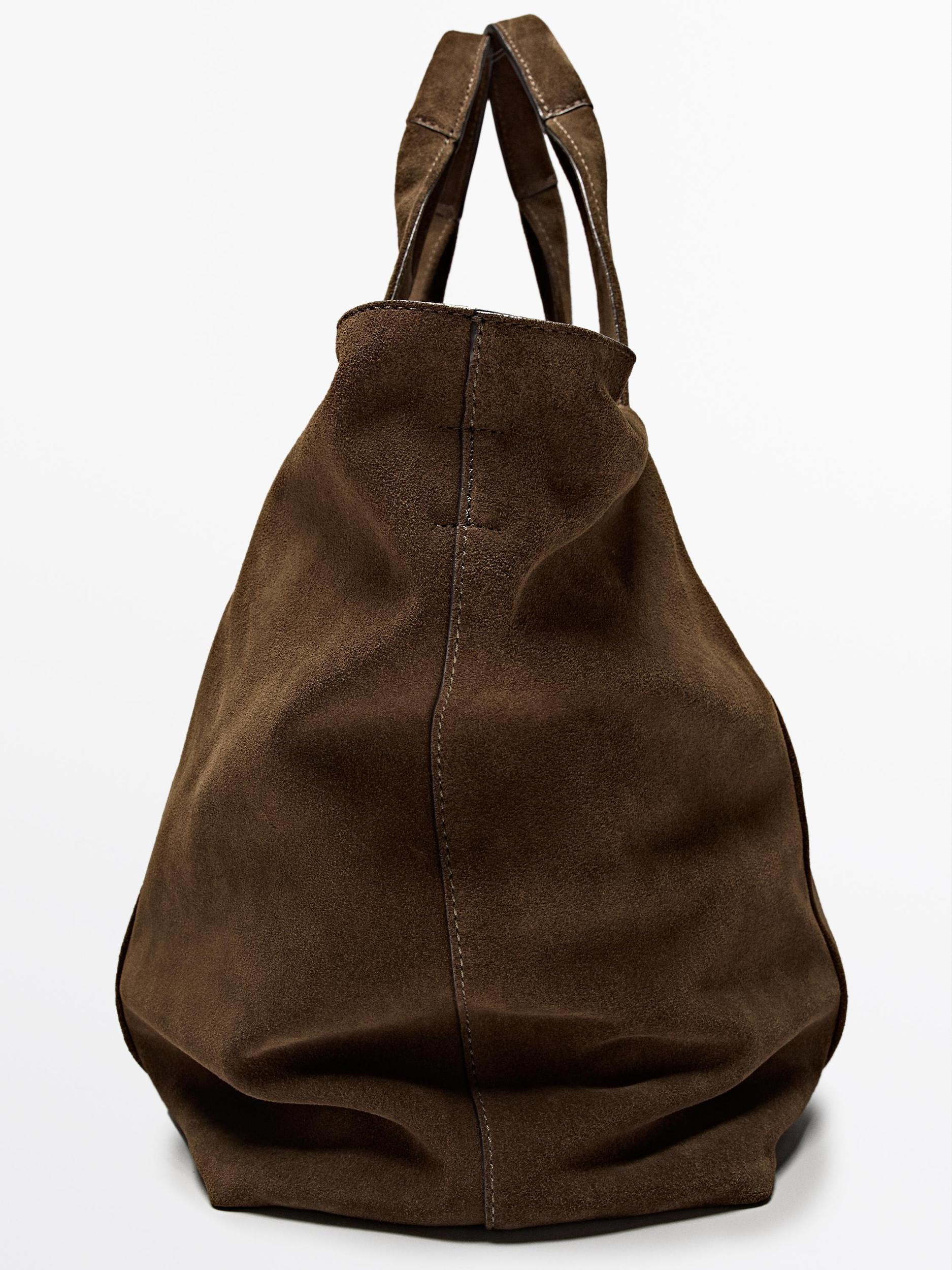 Split suede leather tote bag Product Image