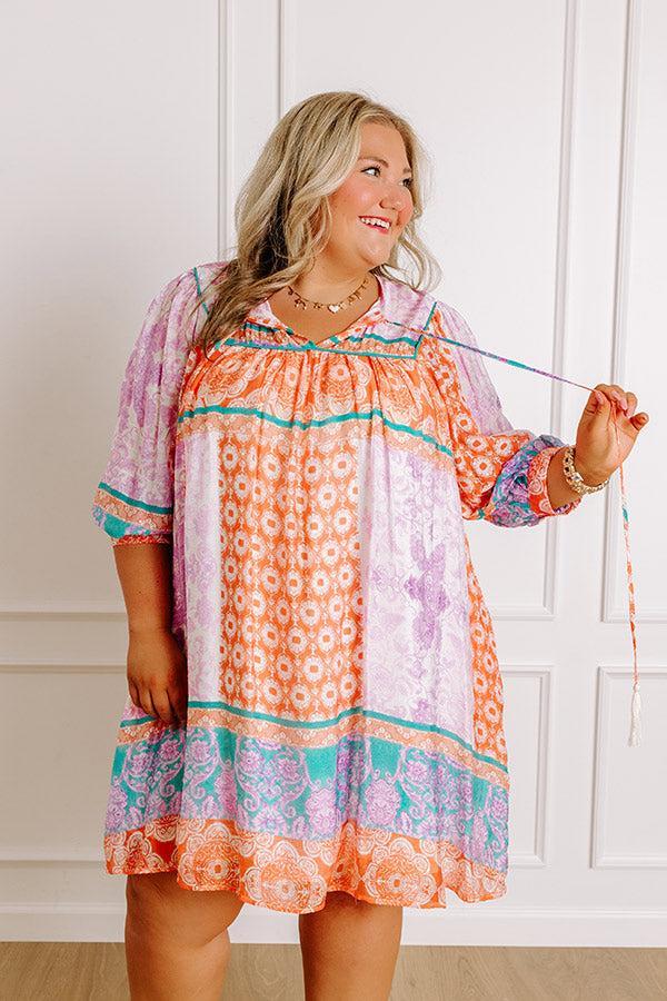Boho Babe Color Block Floral Mini Dress in Violet Curves Product Image