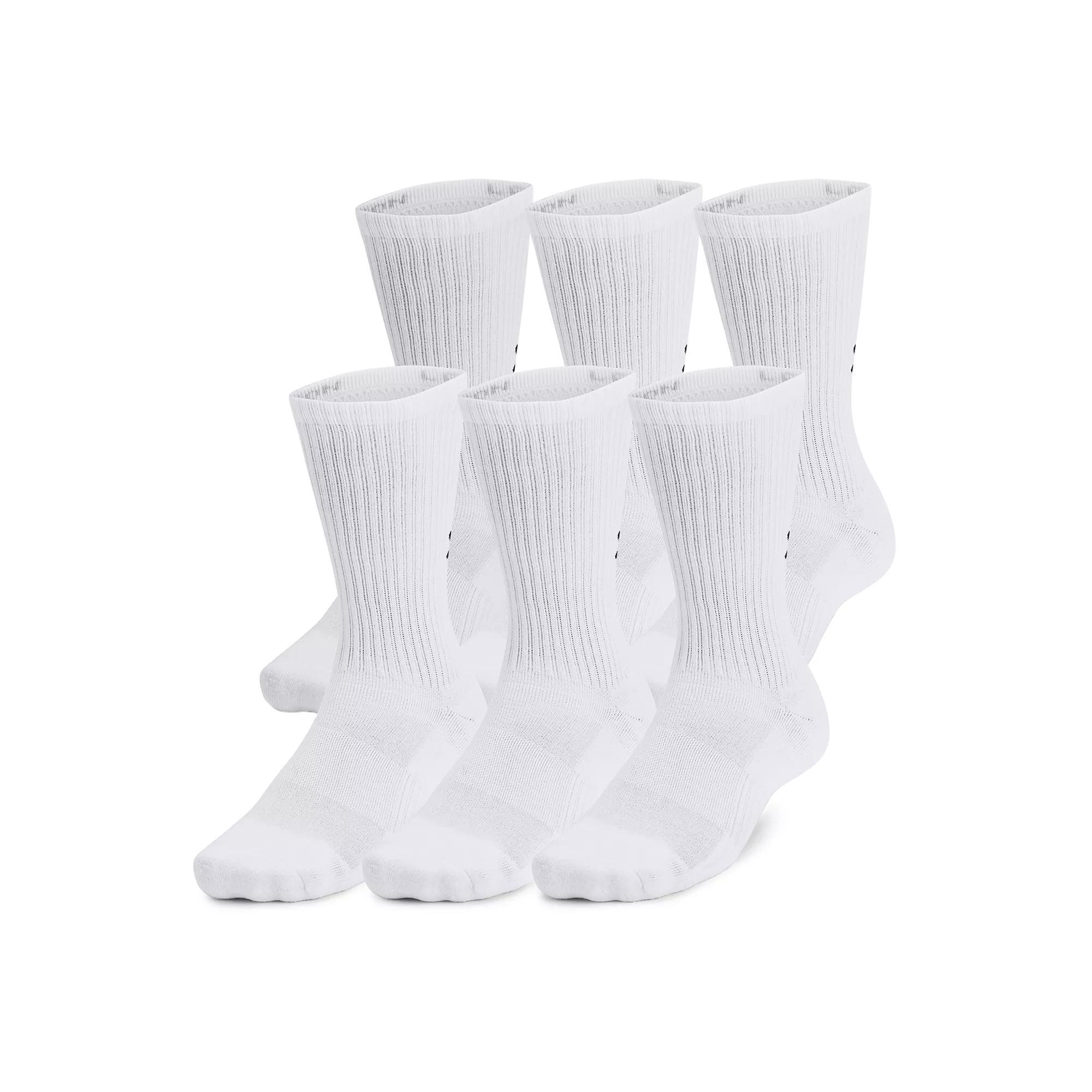 Under Armour Training Cotton 6-Pack Crew Socks, Men's, Size: Large, Black Product Image