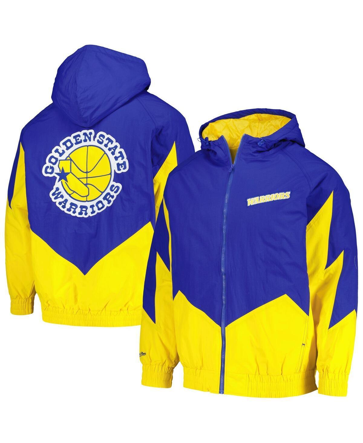 Men's Mitchell & Ness Royal Golden State Warriors Hardwood Classics Retro Quilted Raglan Full-Zip Hoodie, Size: 2XL, Blue Product Image