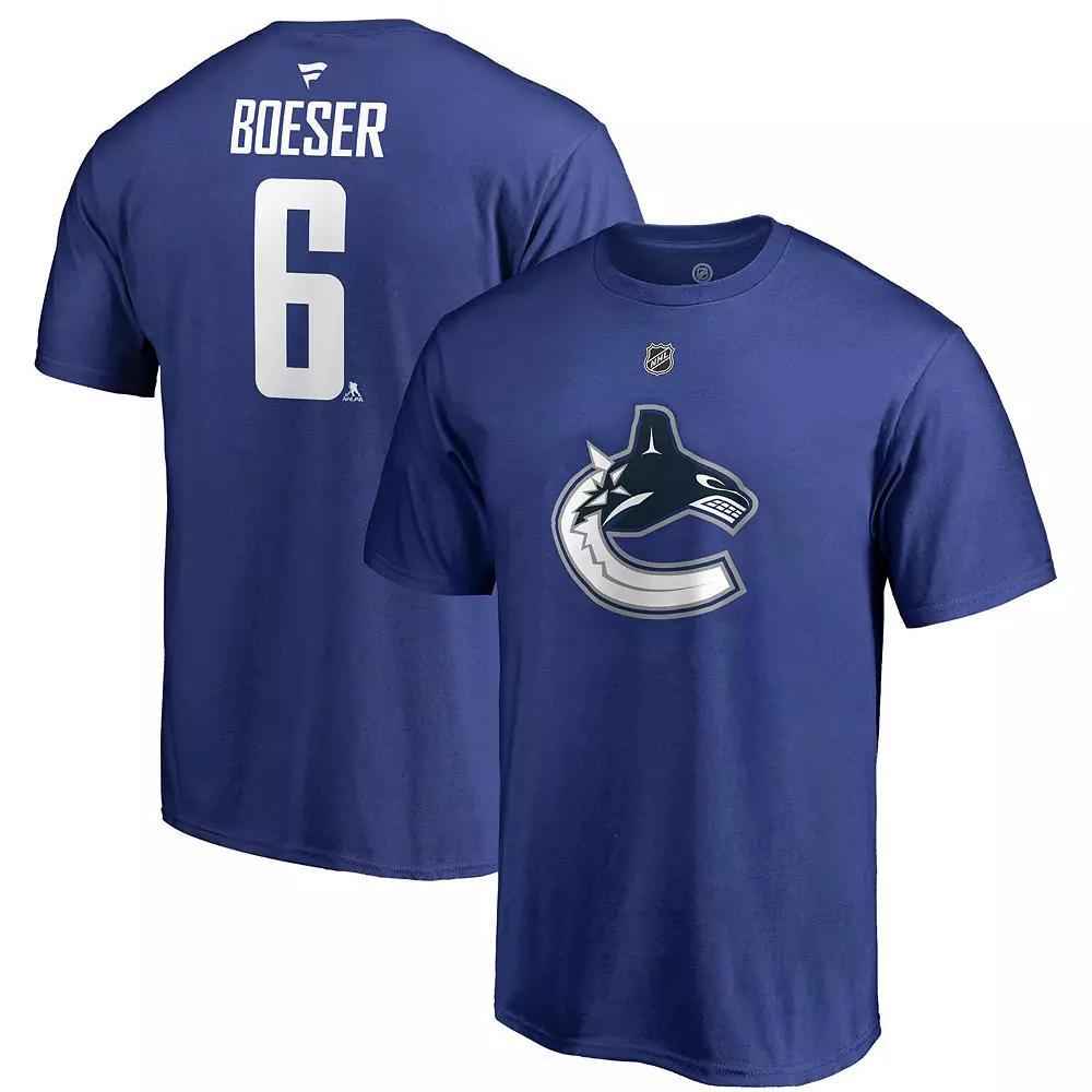 Men's Fanatics Branded Elias Pettersson Blue Vancouver Canucks Team Authentic Stack Name & Number T-Shirt, Size: XL, Cnk Blue Product Image