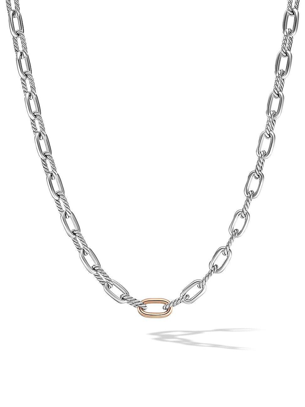 Womens DY Madison Chain Necklace in Sterling Silver with 18K Rose Gold Product Image