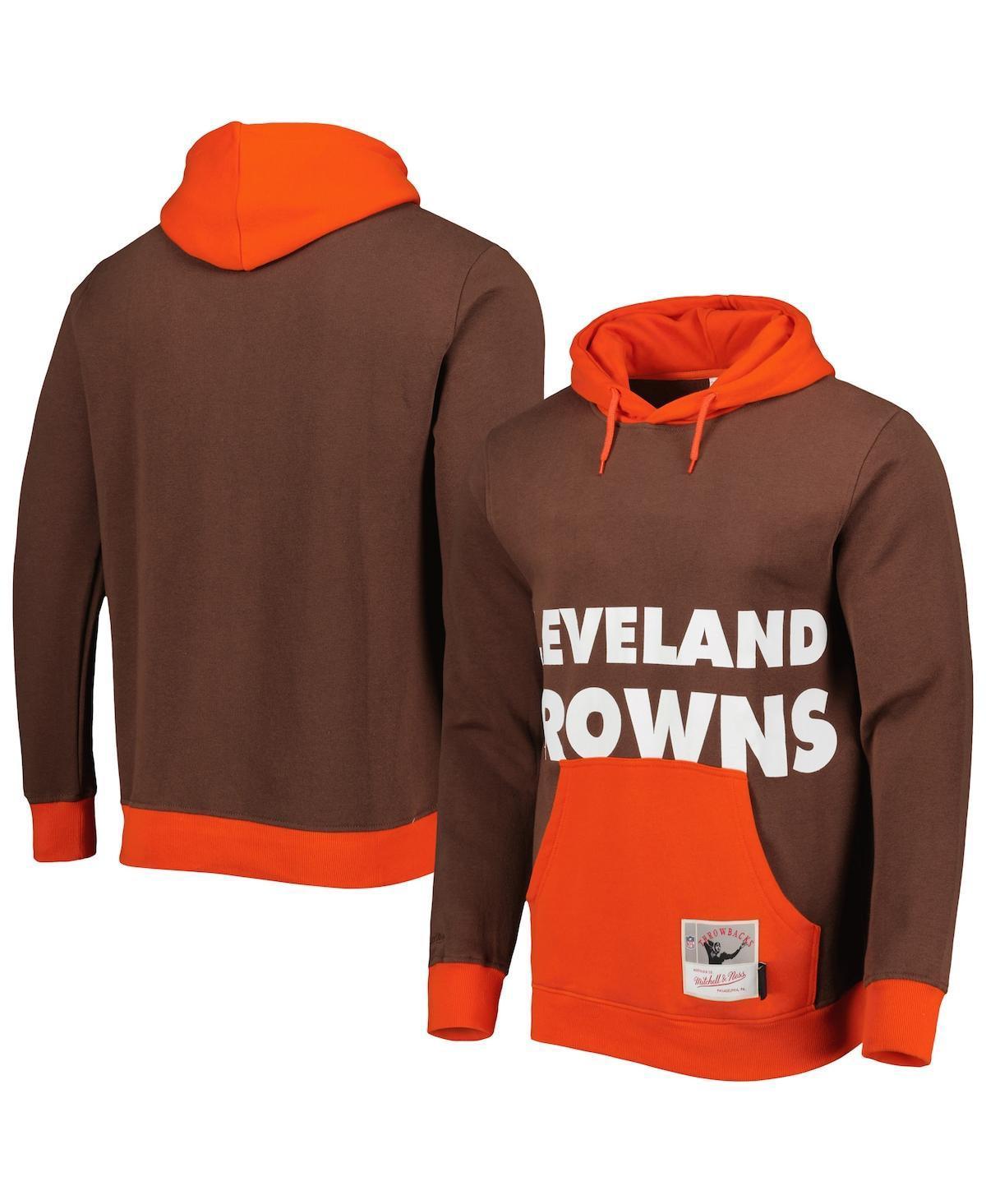 Men's Mitchell & Ness Brown Cleveland Browns Big Face 5.0 Pullover Hoodie, Size: Large Product Image