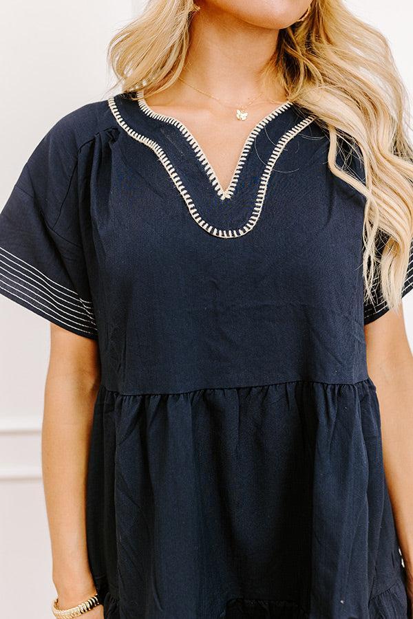 Lake Day Bliss Tiered Mini Dress in Navy Product Image