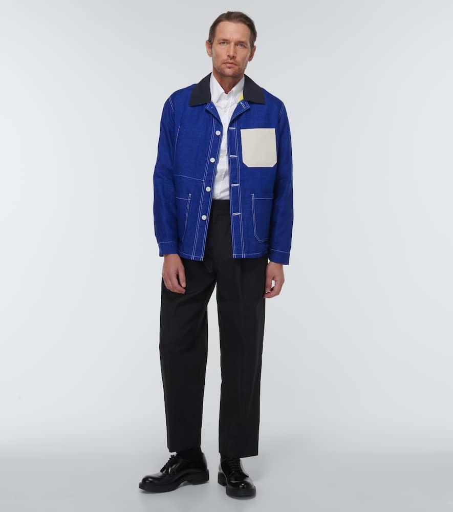 JUNYA WATANABE X Off White Linen-blend Shirt Jacket In Blue Product Image