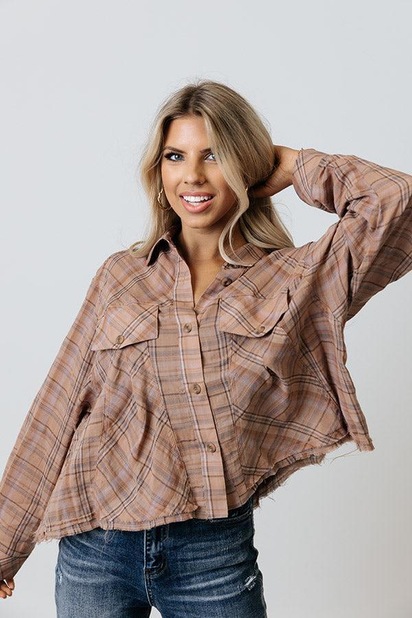 Across The Coast Plaid Top In Latte Product Image