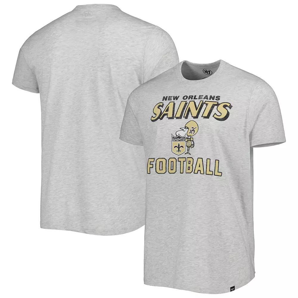 Men's '47 Heathered Gray New Orleans Saints Dozer Franklin Lightweight T-Shirt, Size: Medium, Grey Product Image