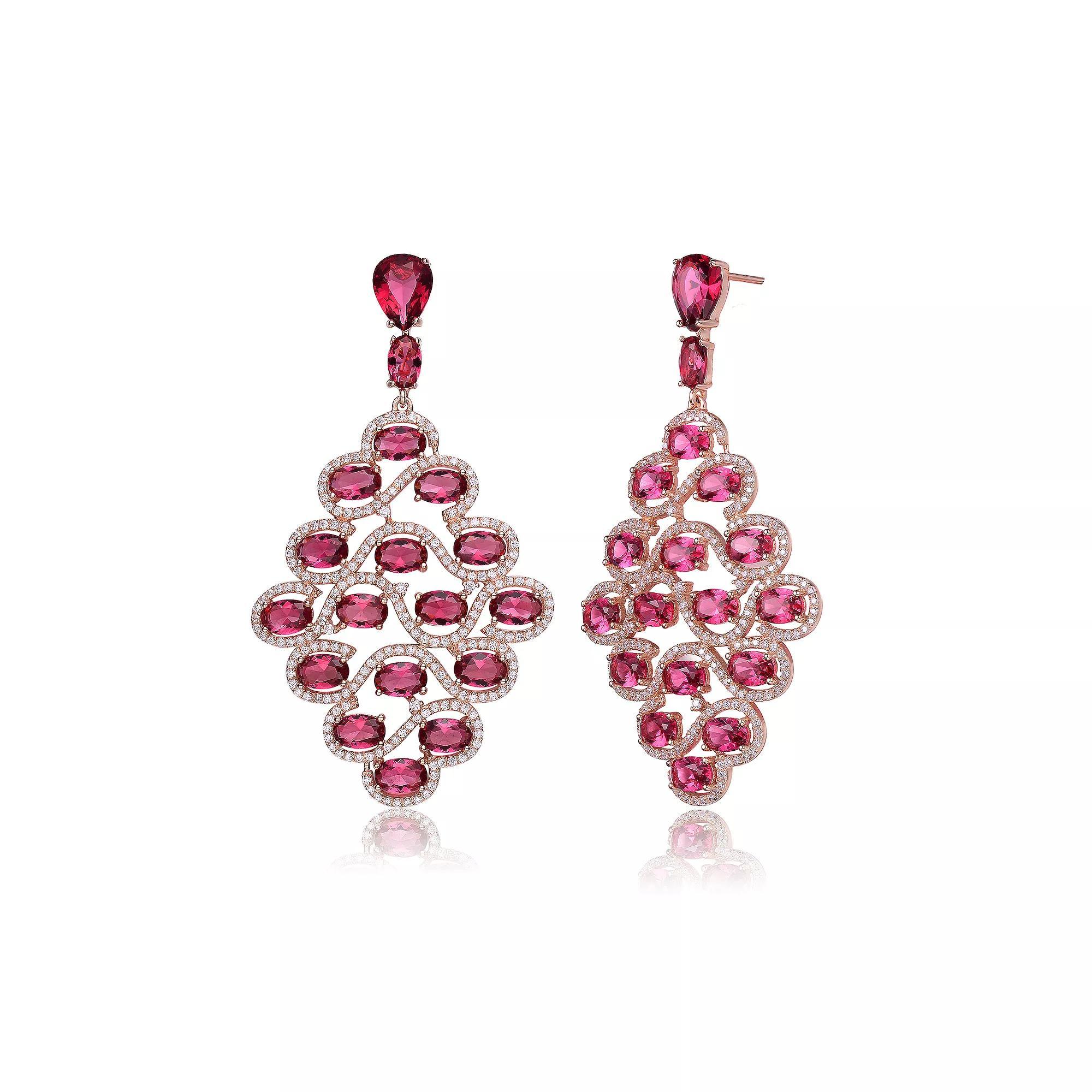18k Rose Gold over Sterling Silver Cubic Zirconia Drop Earrings, Womens, Pink Tone Product Image