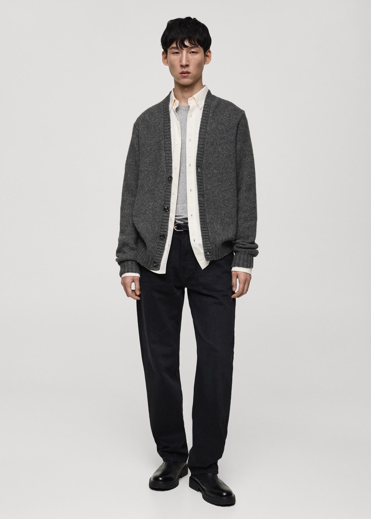 Knitted wool blend cardigan - Men | MANGO USA Product Image