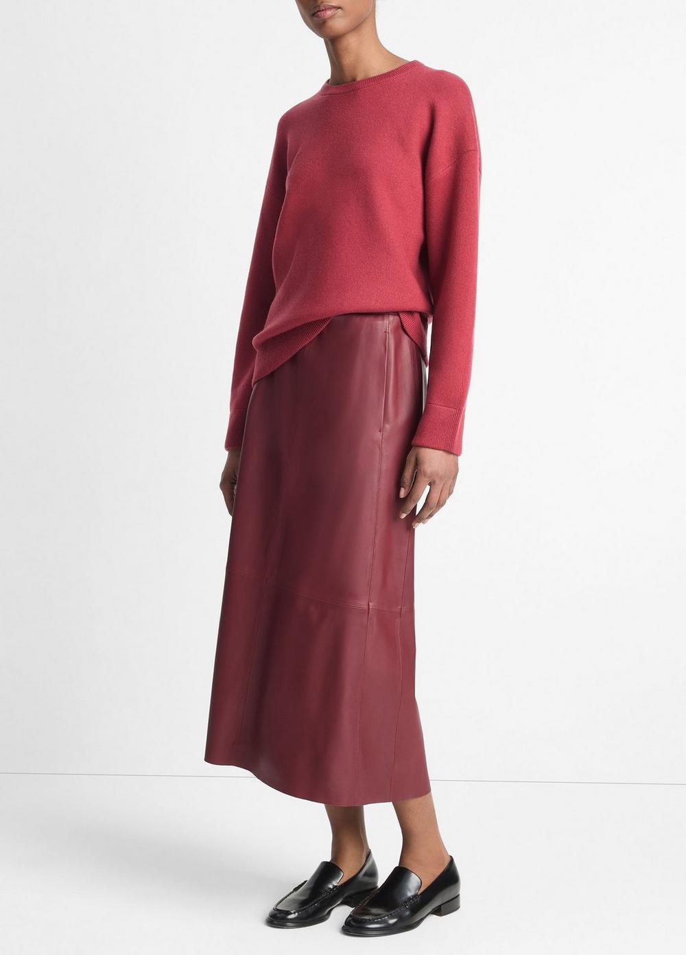 Womens Gathered Leather Mid-Rise Skirt, Dark Rasberry, Size S Vince Product Image