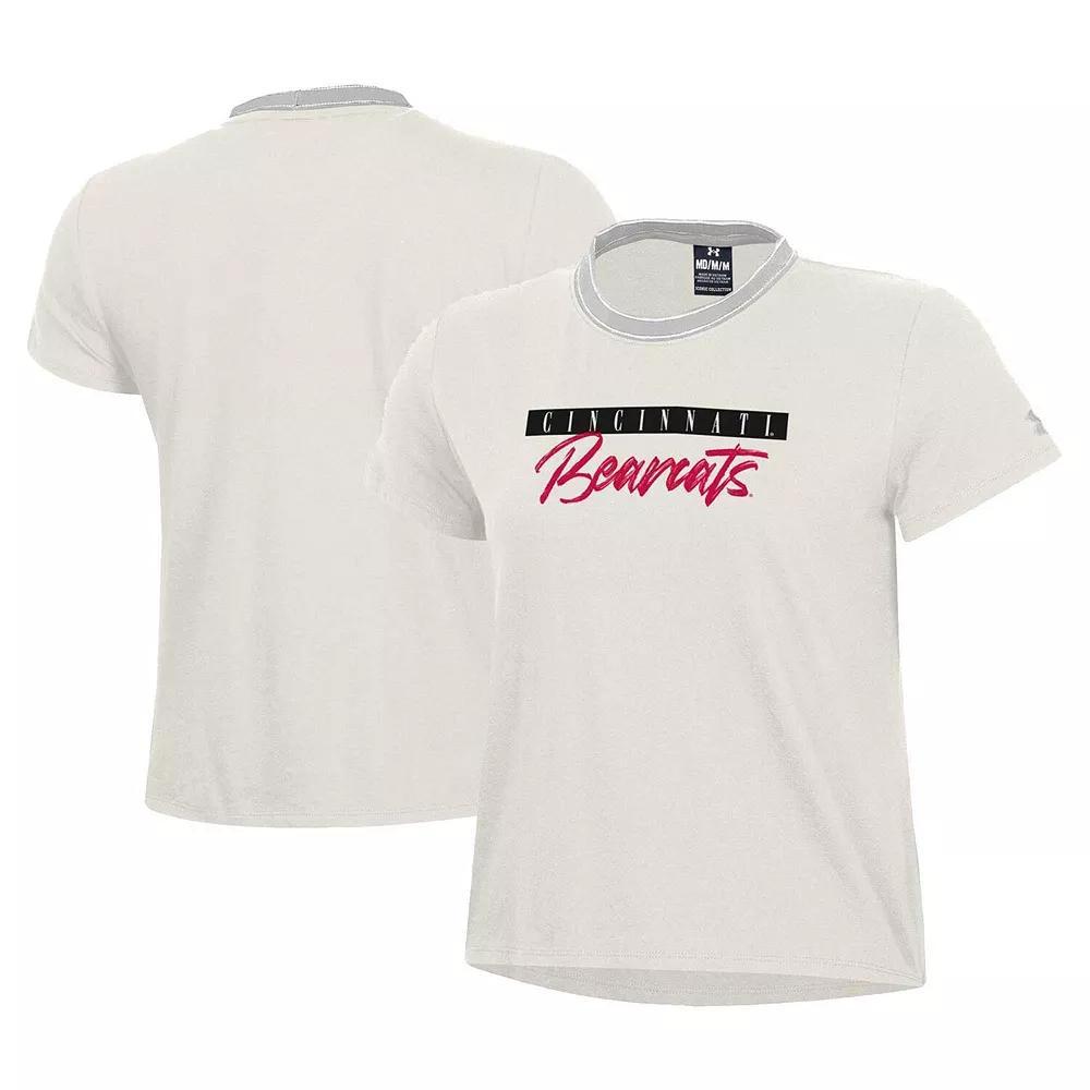 Women's Under Armour White Cincinnati Bearcats Iconic T-Shirt, Size: 2XL, Beige Product Image
