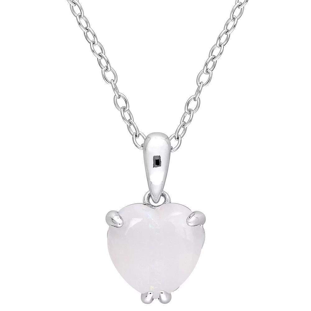 Stella Grace Sterling Silver & Gemstone Heart Stud Pendant Necklace, Women's, Size: 18", White Product Image