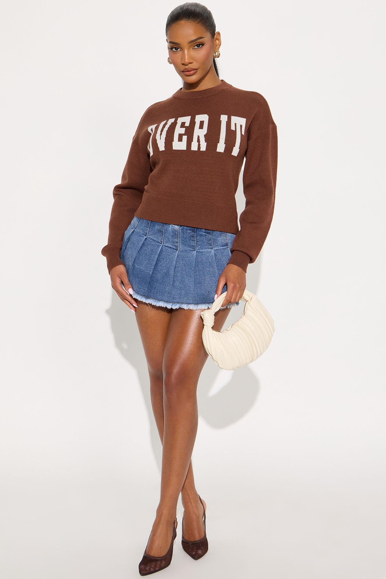 Over It Pullover Sweater - Brown Combo Female Product Image