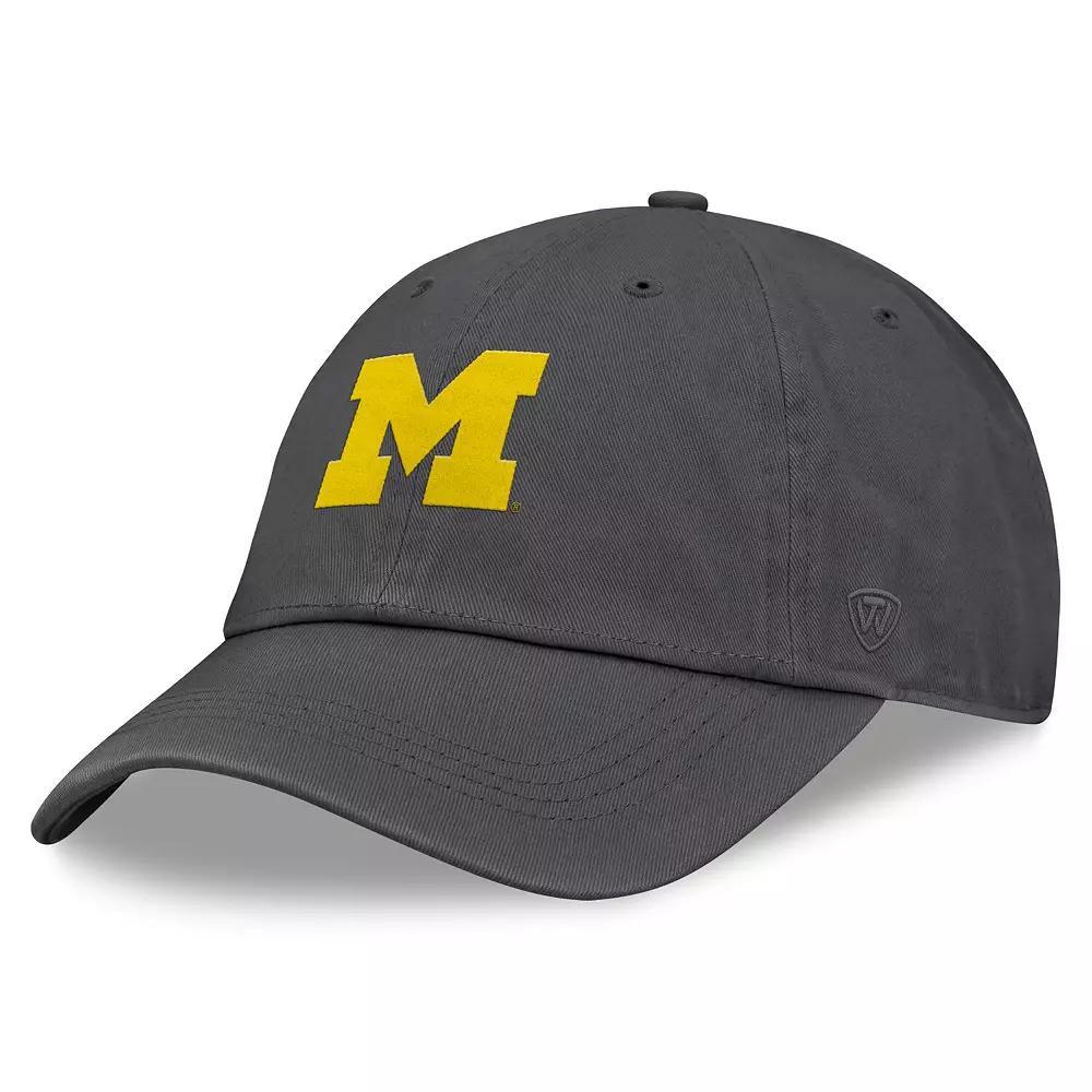 Men's Top of the World Heather Charcoal Michigan Wolverines Team Logo Washed Adjustable Hat Product Image