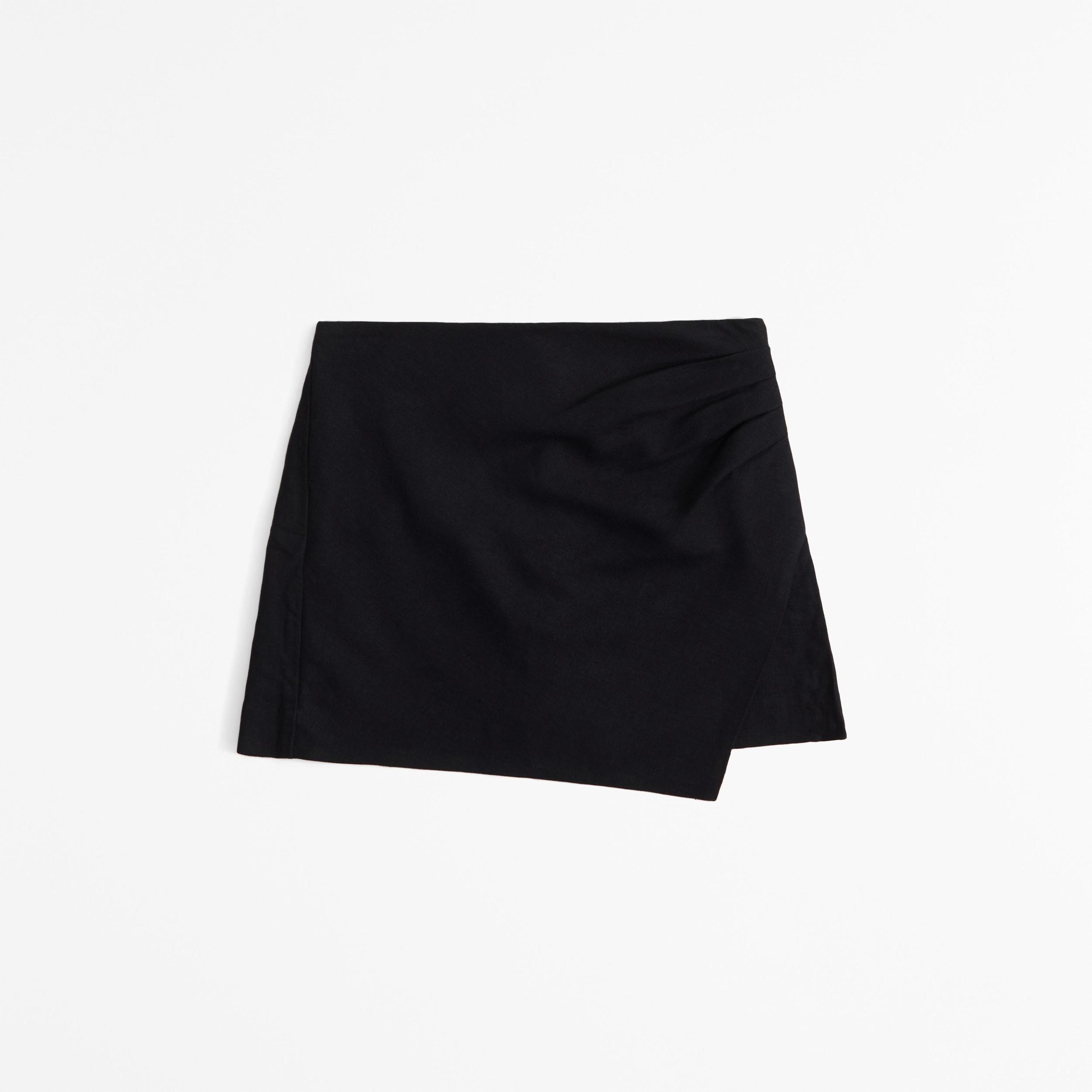 Draped Linen-Blend Wrap Mini Skort Product Image