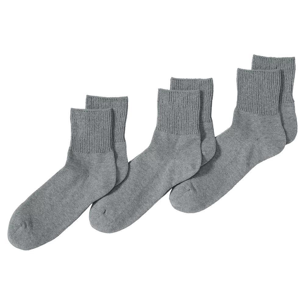Men's Lands' End 3-Pack Cotton Rib Quarter-Crew Socks, Size: Medium, Pewter Grey Product Image