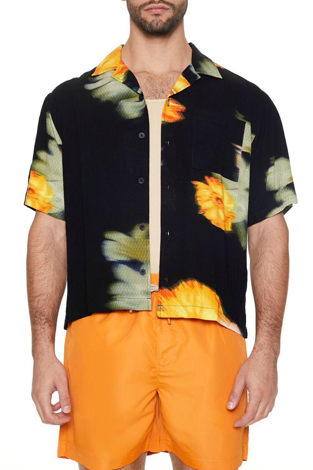 Textured Floral Print Cropped Shirt | Forever 21 Product Image