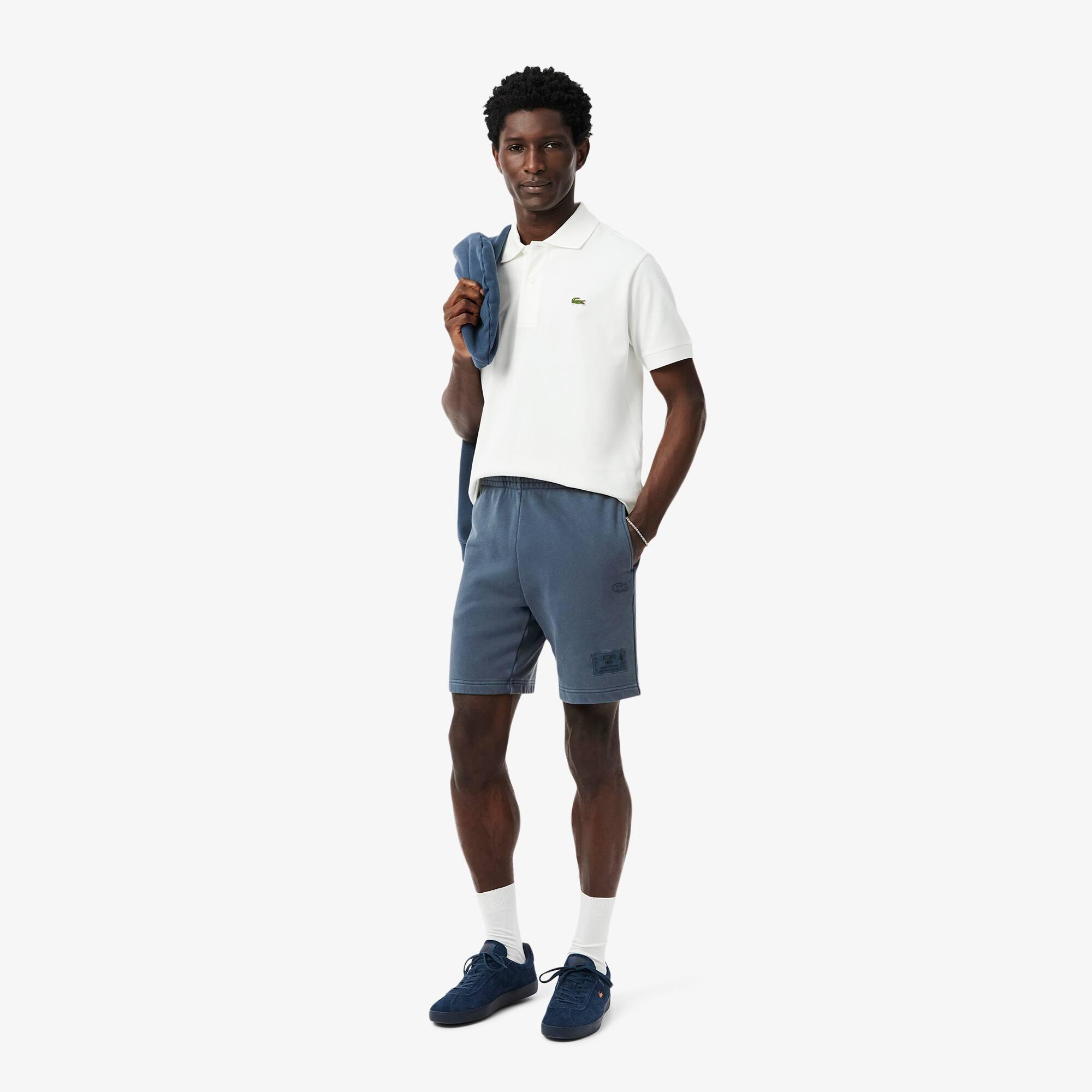 Washed Effect Cotton Fleece Shorts Product Image