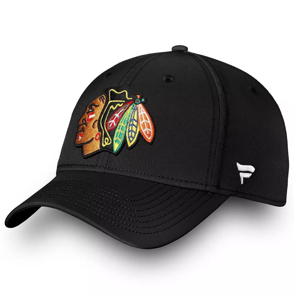 Men's Fanatics Branded Black Chicago Blackhawks Core Primary Logo Flex Hat, Size: Medium/Large Product Image